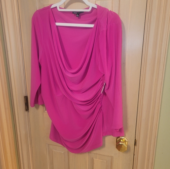 NWT Misses sz XL Chaus Hot Pink Sexy form fitting draped shirt - Picture 8 of 10